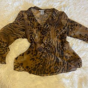 Vintage Silk Ice Brand semi-sheer top size medium!